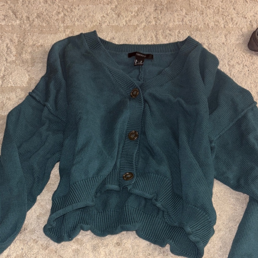 Forever 21 Teal Cardigan Sweater
